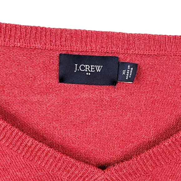 J. Crew Cotton Blend Vneck Soft Red Sweater Men's Size XL - Picture 4 of 10